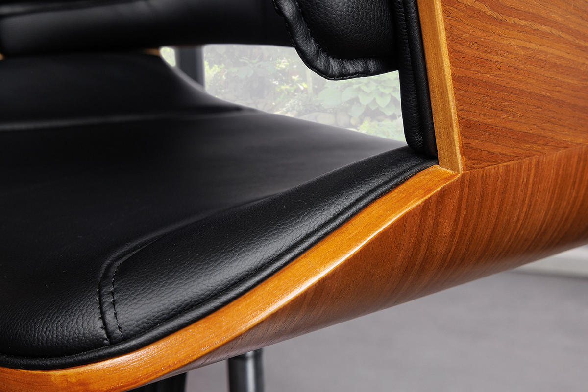 STUHL MANHATTAN Walnuss Schwarz 120 cm - Silberfarben/Schwarz, Holz/Textil (68/111/64cm) - riess-ambiente