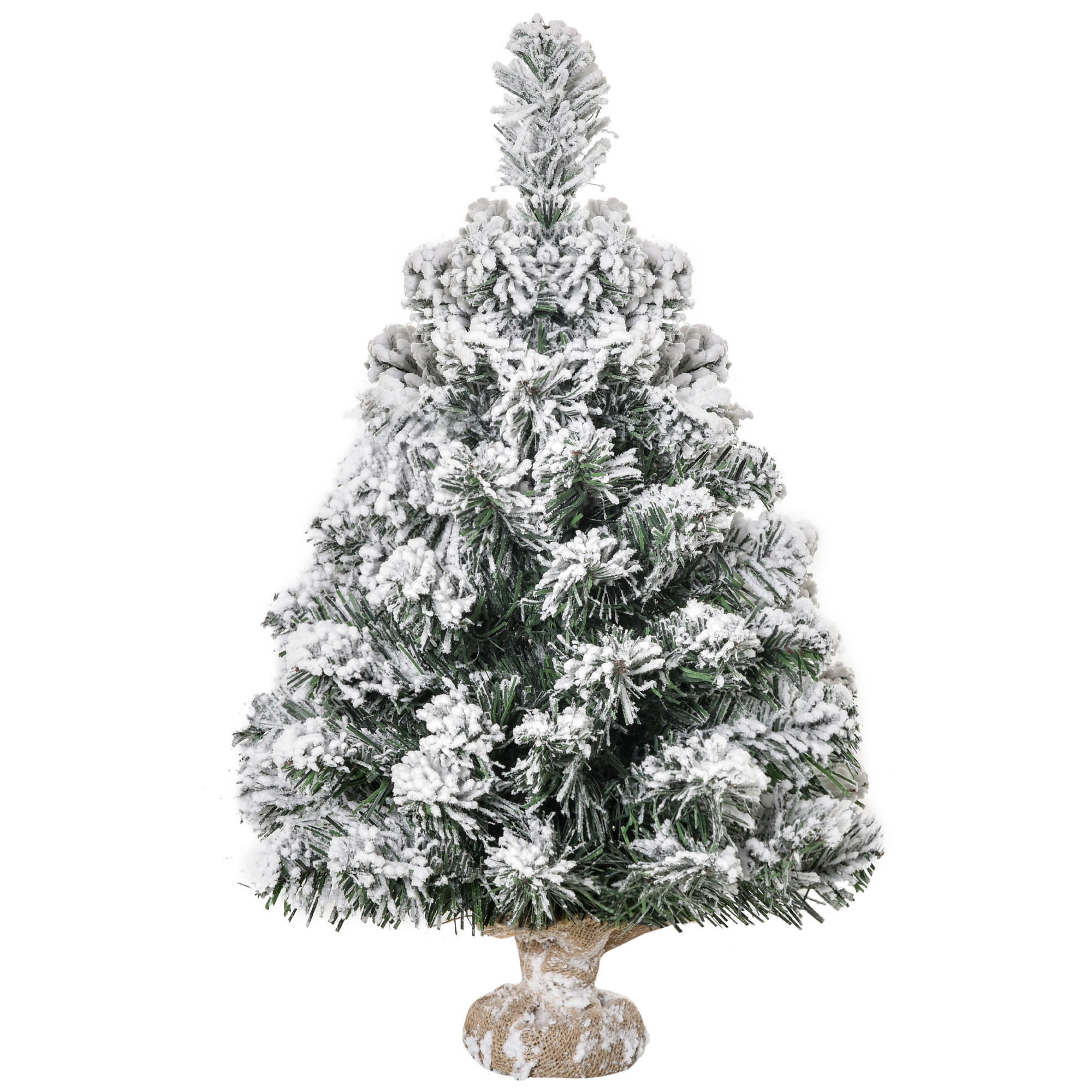 MINI Künstlicher Weihnachtsbaum 60 cm Tannenbaum künstlich mit Schnee, Spitzen - Grün, Kunststoff (60cm) - HOMCOM