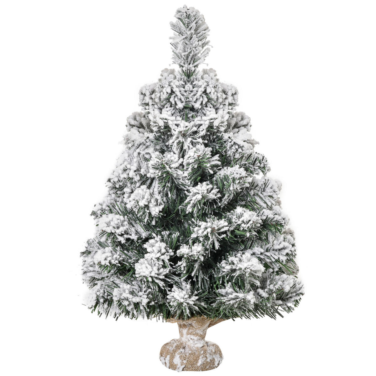 MINI Künstlicher Weihnachtsbaum 60 cm Tannenbaum künstlich mit Schnee, Spitzen - Grün, Kunststoff (60cm) - HOMCOM