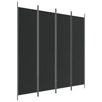 PARAVENT 4-teilig Schwarz 200/200 Cm Stoff - Schwarz, Textil (200/200/0.1cm) - vidaXL