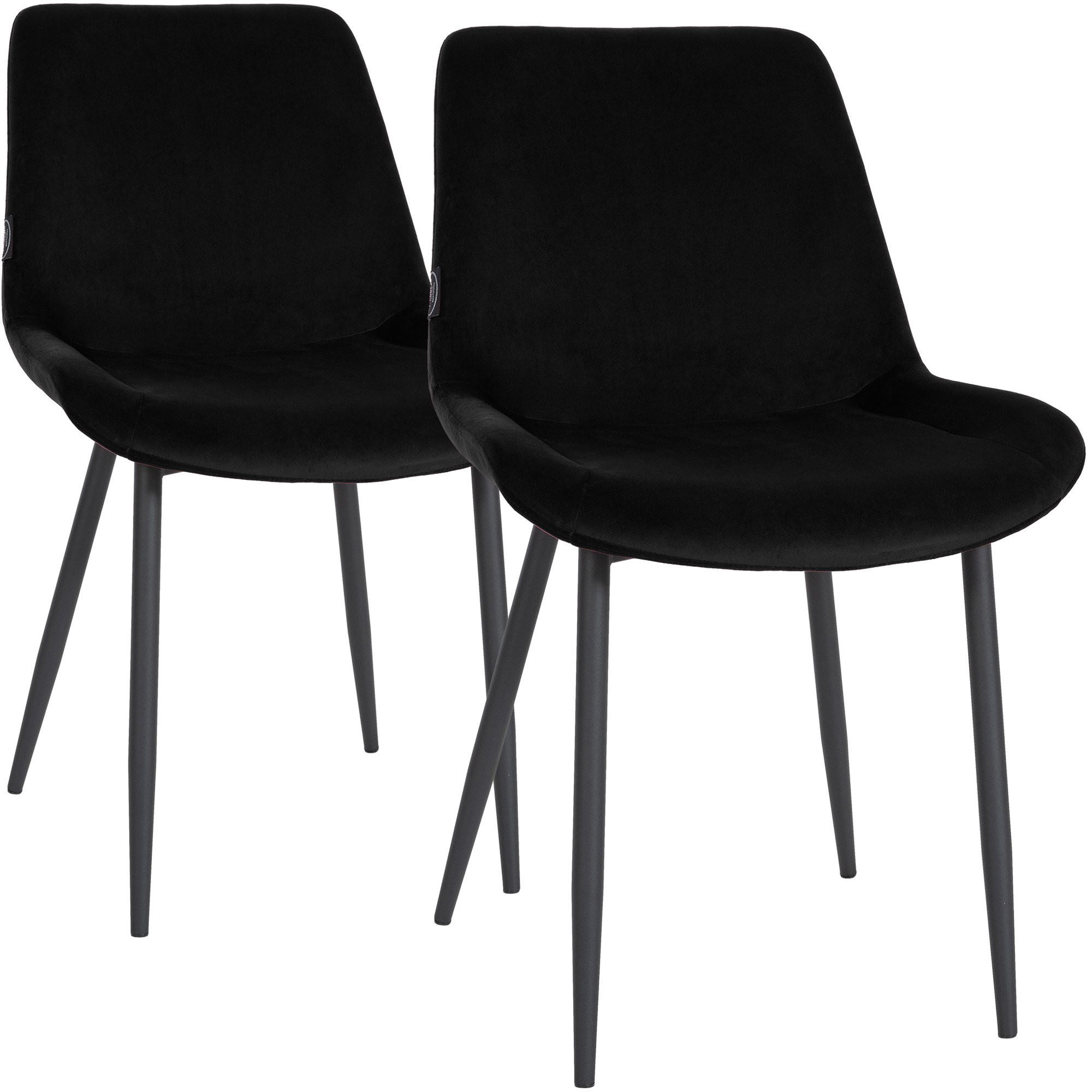 STUHL 2er Set Samt schwarz - Schwarz, Textil/Metall (51/80/60cm) - CLP
