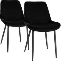 STUHL 2er Set Samt schwarz - Schwarz, Textil/Metall (51/80/60cm) - CLP