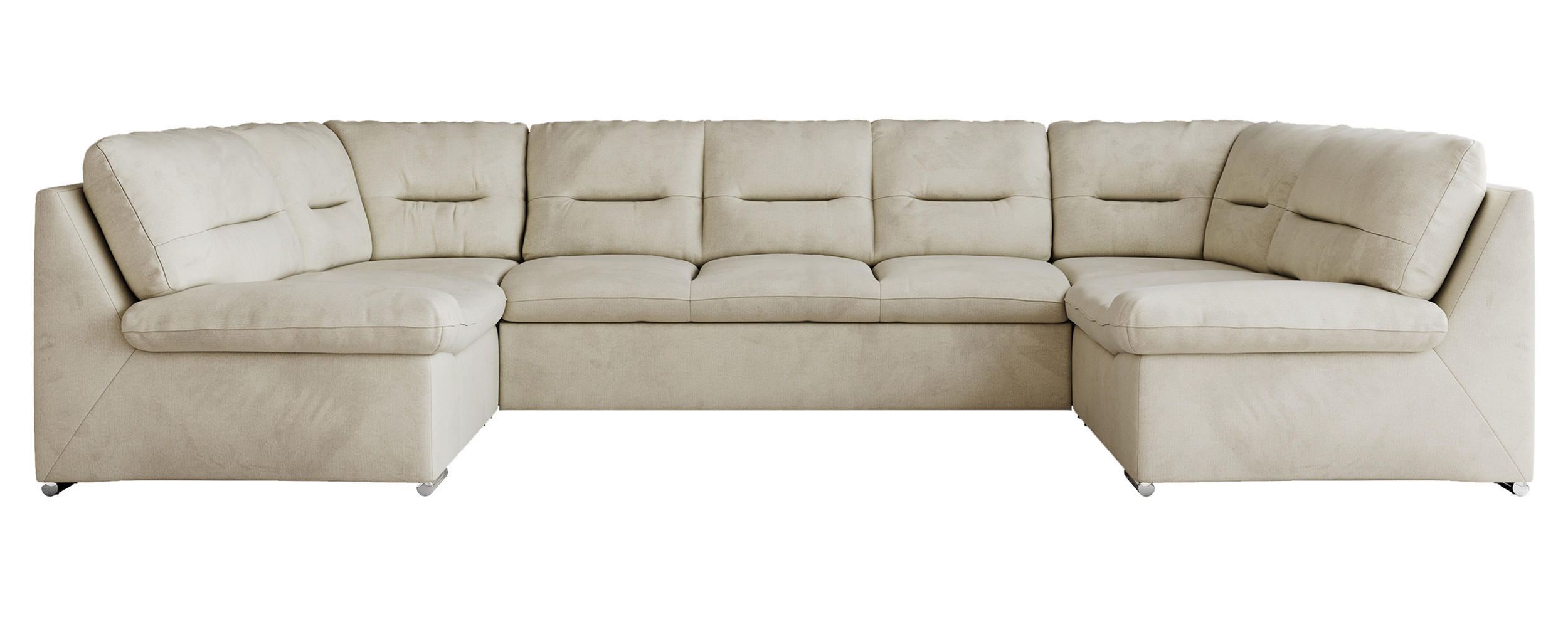 WOHNLANDSCHAFT MORBIDO U Beige Velvet - Beige/Silberfarben, Textil/Metall (340/93/206cm) - MKS