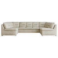 WOHNLANDSCHAFT COMODO U Beige Velvet - Beige/Silberfarben, Textil/Metall (340/93/206cm) - MKS