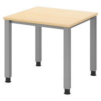 SCHREIBTISCH Serie-Q Gestell: Silber 80/80/74 cm in Ahornfarben - Ahornfarben, Holzwerkstoff (80/80/74cm) - bümö