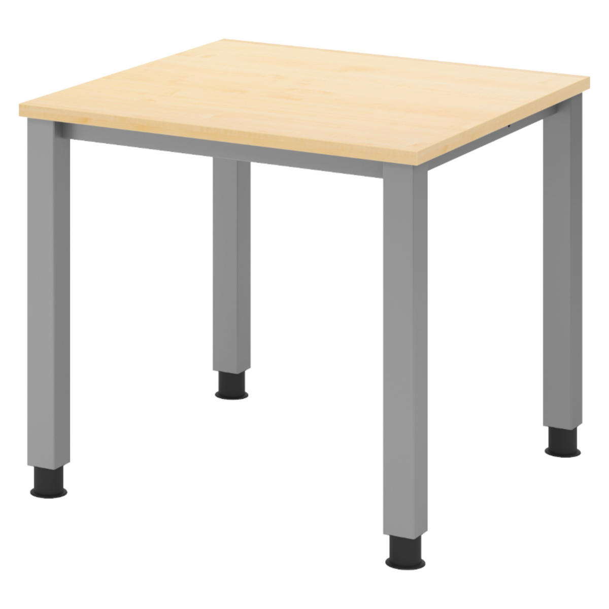 SCHREIBTISCH Serie-Q Gestell: Silber 80/80/74 cm in Ahornfarben - Ahornfarben, Holzwerkstoff (80/80/74cm) - bümö