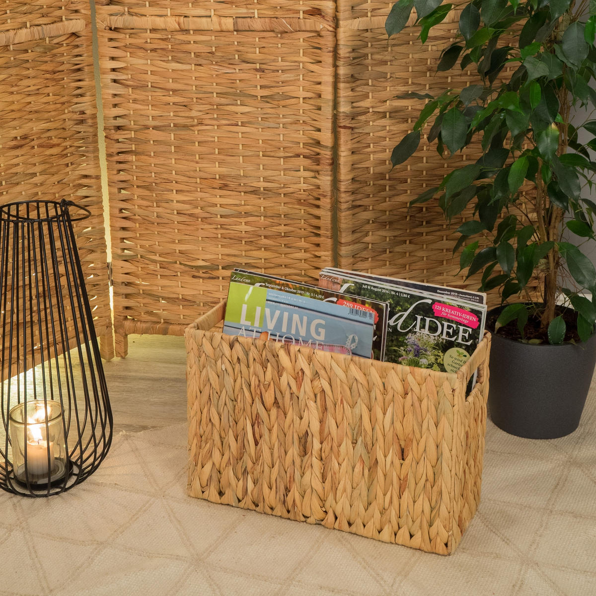 ZEITUNGSKORB Talia Wasserhyazinthe geflochten naturfarben - Naturfarben, Naturmaterialien (38/26/15cm) - CREEDWOOD