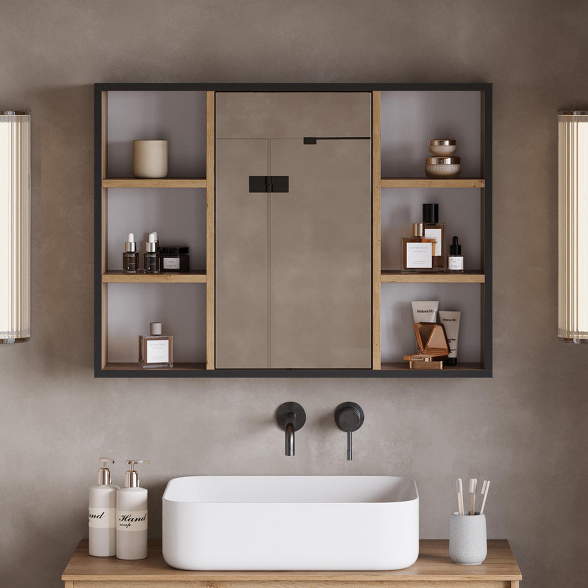 KOUPELNOVÁ ZRCADLOVÁ SKŘÍŇKA Stephan Zlatý mocný dub - medově dubová, kompozitní dřevo (80/59.2/16.8cm) - Vicco