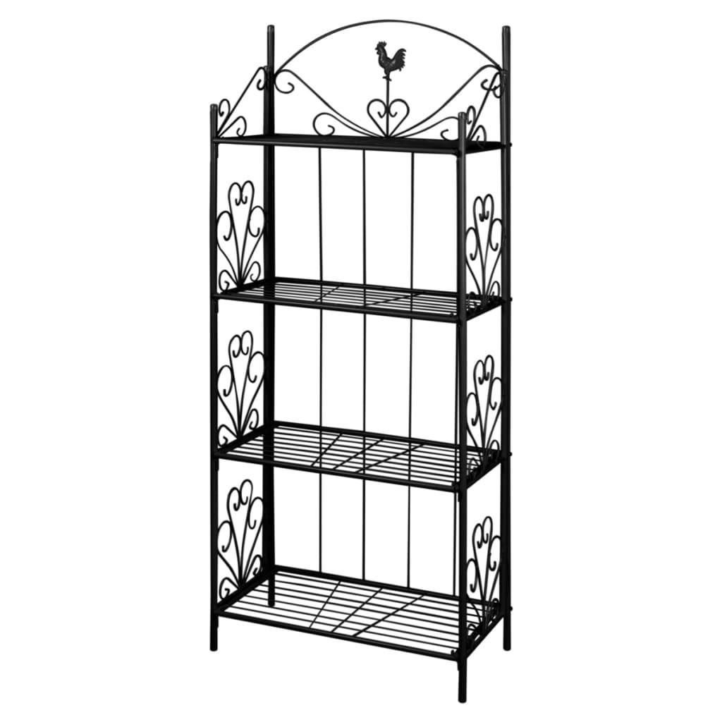 PFLANZENTREPPE Blumenregal Blumenständer Schwarz - Schwarz, Metall (33/153/61.5cm) - vidaXL