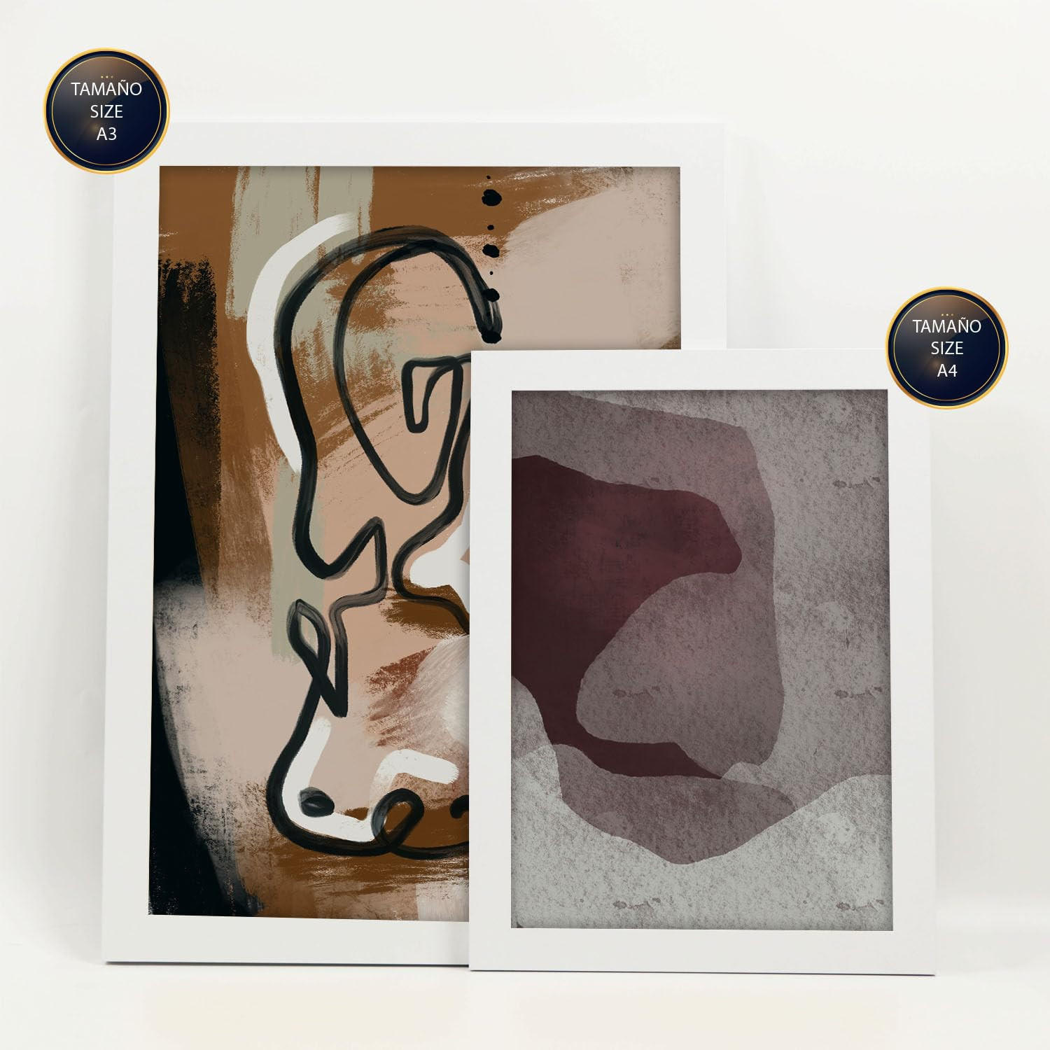 POSTER Set Mit 6 Nachkommenskunst In Weibliche Zusammenfassung Ästhetische Dekorative Gemälde Für Ihr Wohnzimmer Zuhause A3 & A4 Weißer Rahmen - Weiß, Papier (29/3cm) - Nacnic