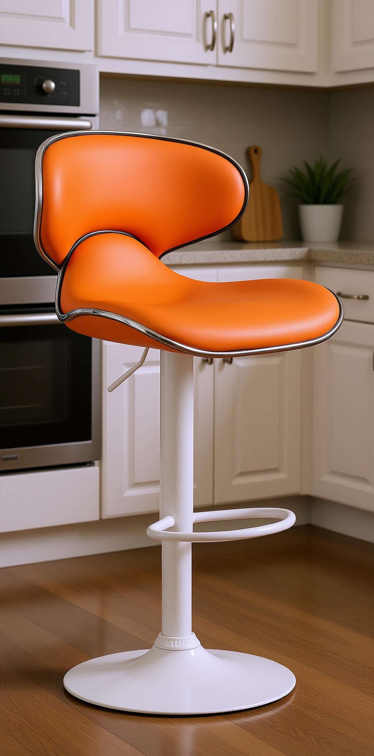 BARHOCKER 2er Set Las-Mallorcas Kunstleder weiß orange - Orange/Weiß, Kunststoff/Metall (46/108/49cm) - TPFLiving