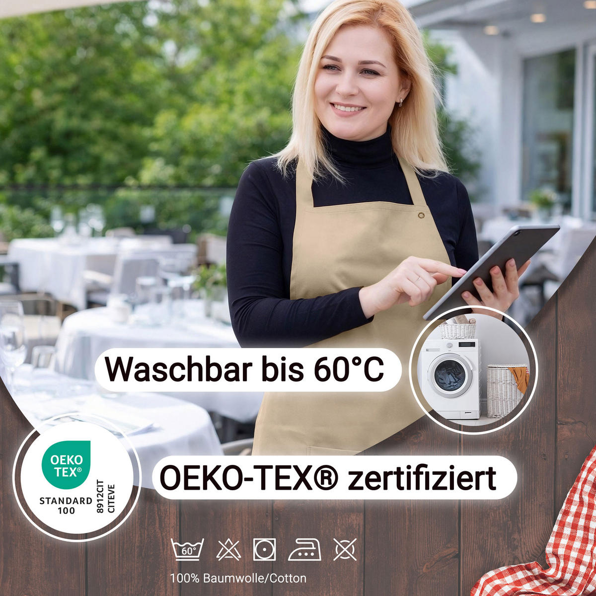 SCHÜRZE , 75x100 cm, 100% Baumwolle, Beige - Hellbraun, Textil (75/100cm) - Zollner