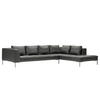ECKSOFA mit Ottomane - Chromfarben/Grau, Leder/Metall (319/230cm) - home24