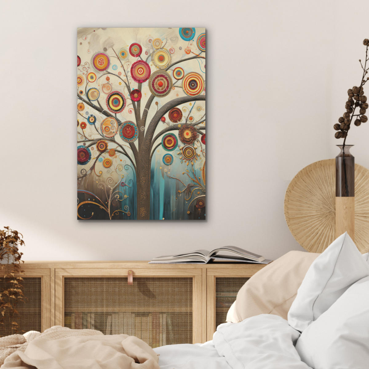 AKUSTICKÝ OBRAZ Strom - Strom života - Farba 50x70 cm - hnedá, plast (50/70/0.9cm) - MuchoWow