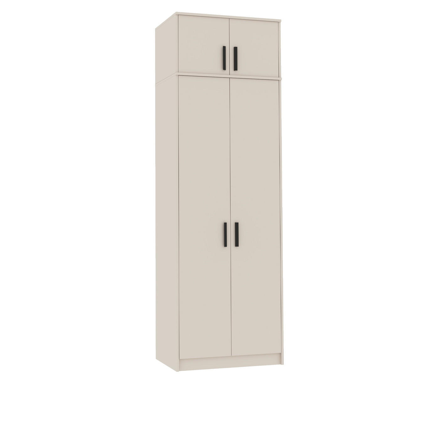 KLEIDERSCHRANK MIT AUFSATZ GRANT G13/G19 GRAUBEIGE CASHMERE 75/235/54 - Kaschmir/Schwarz, Holzwerkstoff (75/235/54cm) - Marmex Möbel