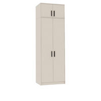 KLEIDERSCHRANK MIT AUFSATZ GRANT G13/G19 GRAUBEIGE CASHMERE 75/235/54 - Kaschmir/Schwarz, Holzwerkstoff (75/235/54cm) - Marmex Möbel