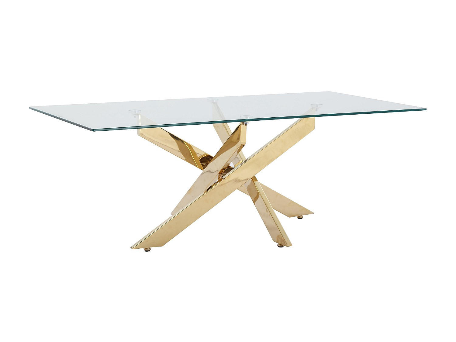 COUCHTISCH - Sicherheitsglas & Goldfarbenes Metall - Transparent - COSIMA - Goldfarben, Glas (120/60/45cm) - Vente-Unique