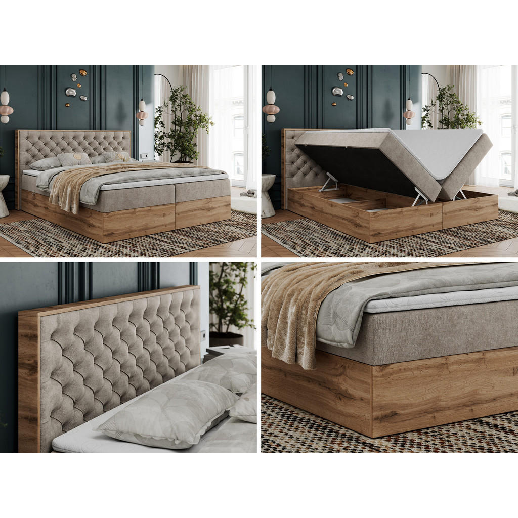 Thumbnail - MKS Boxbett, Beige, Textil, 2-Sitzer, H4, 7-Zonen, Rechteckig, 120x200 cm, Schlafzimmer, Betten, Boxspringbetten