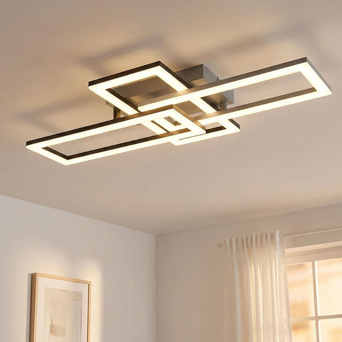 LED DECKENLEUCHTE Grau Opal - Grau, Kunststoff (61.4/34.1/9.3cm) - Globo Lighting