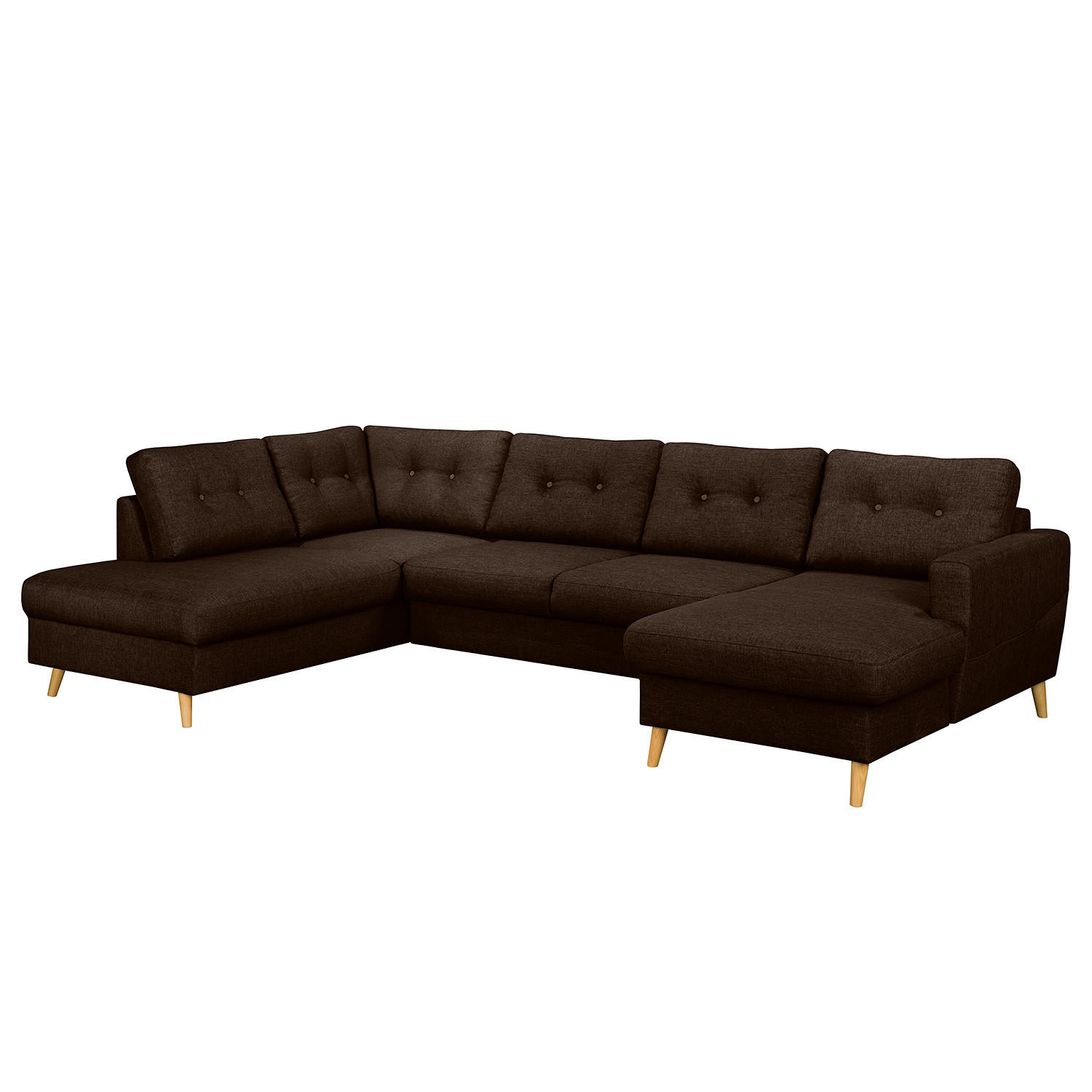 WOHNLANDSCHAFT mit Longchair - Dunkelbraun/Mokka, Textil (290/90/200cm) - home24