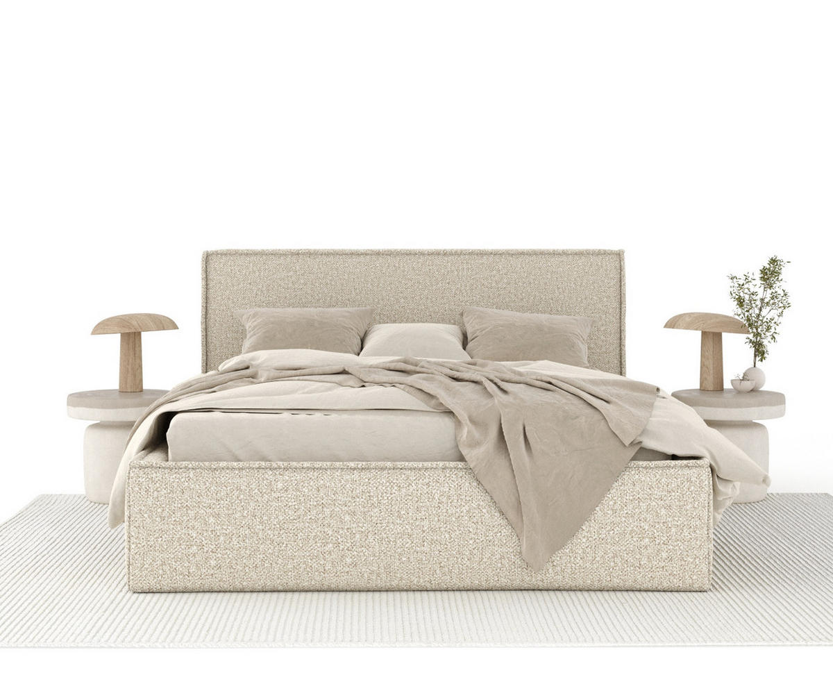 POLSTERBETT Lounge Beige 120/200 cm im Plüschstoff - Beige/Naturfarben, Holz/Holzwerkstoff (120/200cm) - Maison de Reve