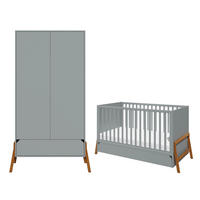 SOBA ZA BEBE 2-dijelni Sivi - siva, drvni materijal (161/90/75cm) - Petits-meubles