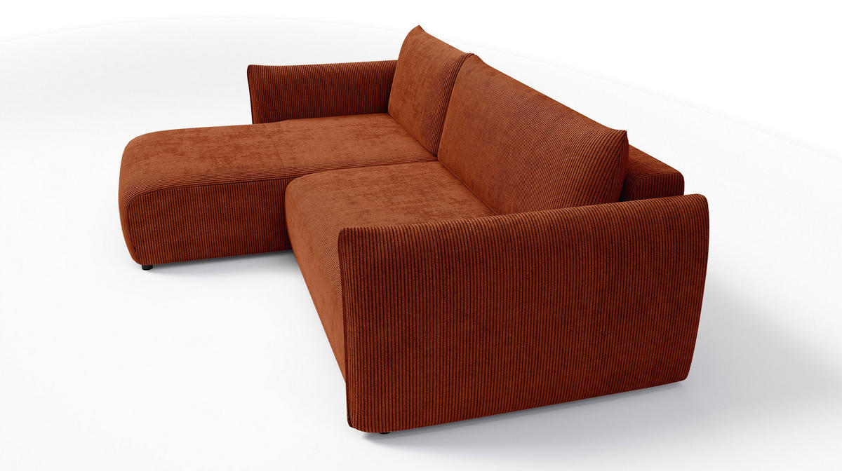 ECKSOFA TAUER 3-Sitzer rechts, orange - Schwarz/Orange, Holz/Textil (248/173cm) - Courtois Laville