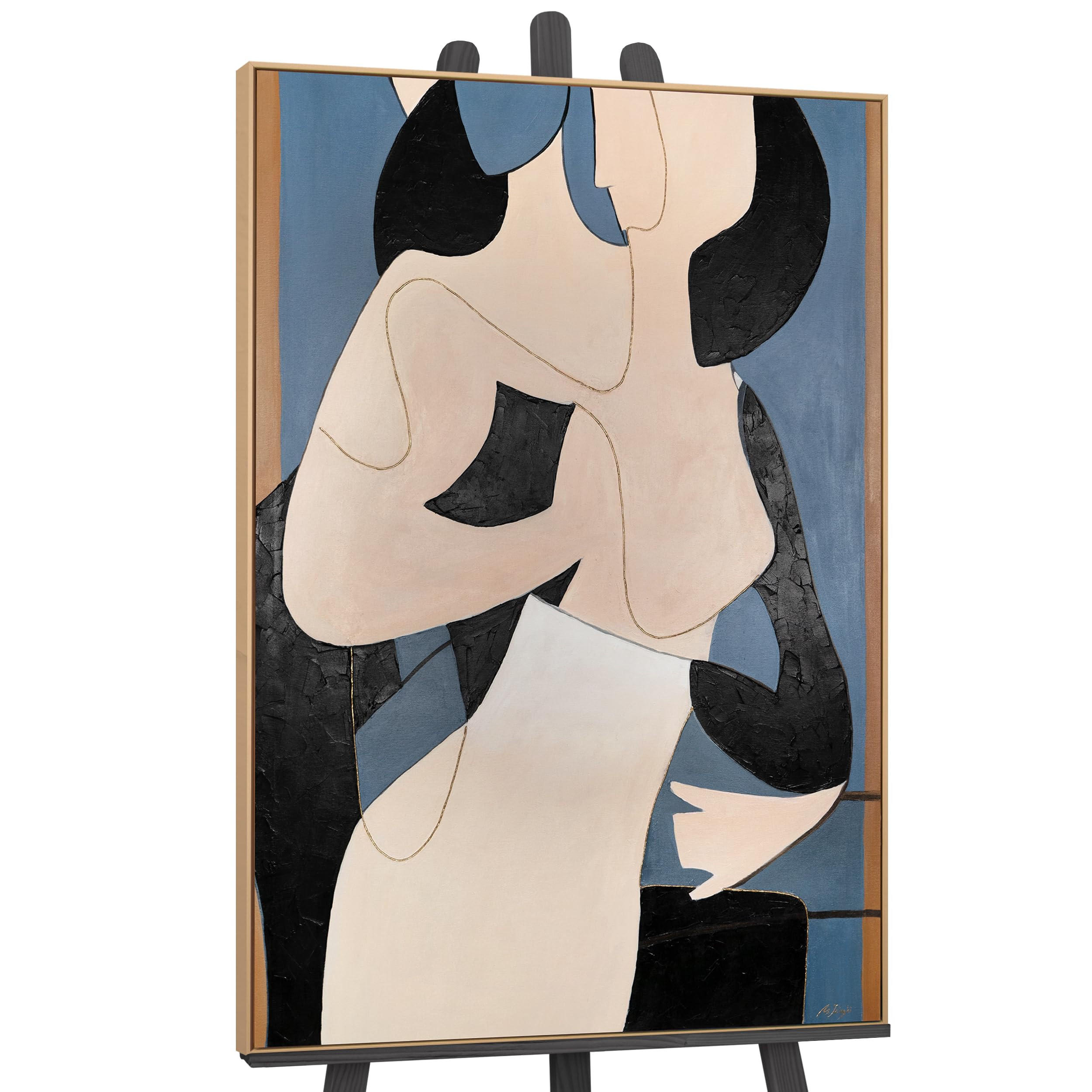 GEMÄLDE Gestreifte Symphonie Schattenfugenrahmen Eichefarben 180x120 cm - Eichefarben, Holz (180/120cm) - YS-art gallery