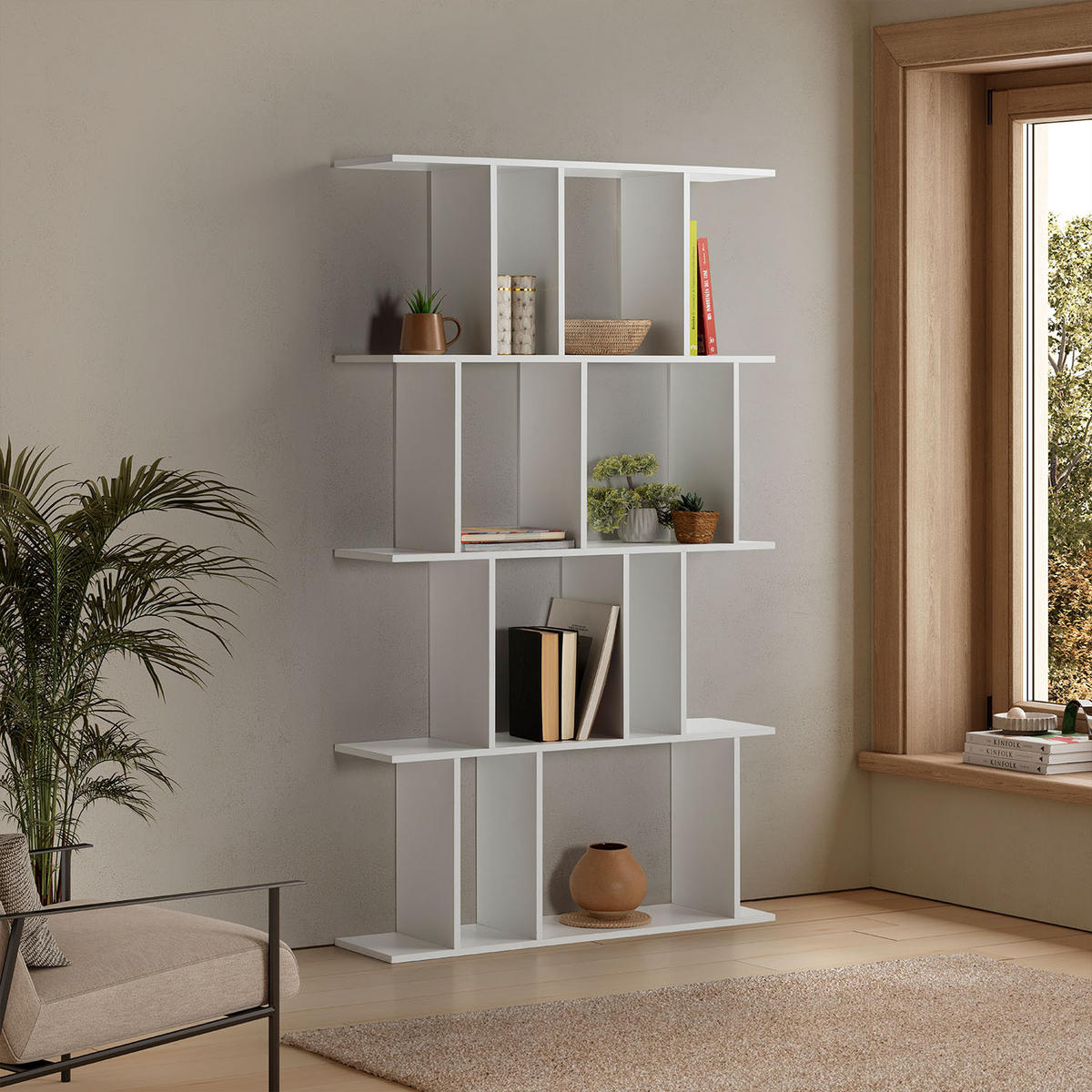 REGAL Niko 8 fächern weiße Farbe - Weiß, Holzwerkstoff (98/168/25cm) - VS Venta-stock