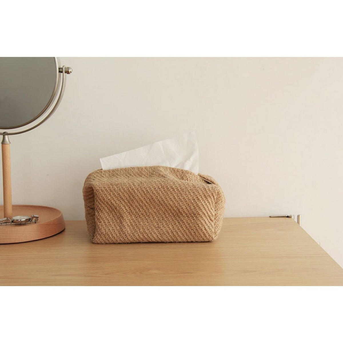 TASCHENTUCHBOX Gelb 22 x 10 x 10 cm Leinen und Baumwolle Wohnzimmer Schlafzimmer - Braun, Textil (10/10/22cm) - MCBOSON