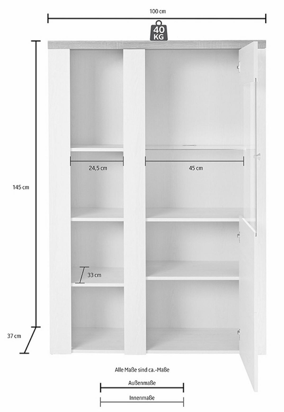 VITRINE Larona Satin Nussbaumfarben / Darkwood 100 / 37 /145cm - Dunkelbraun/Braun, Holz/Holzwerkstoff (100/145/37cm) - Feldmann-Wohnen