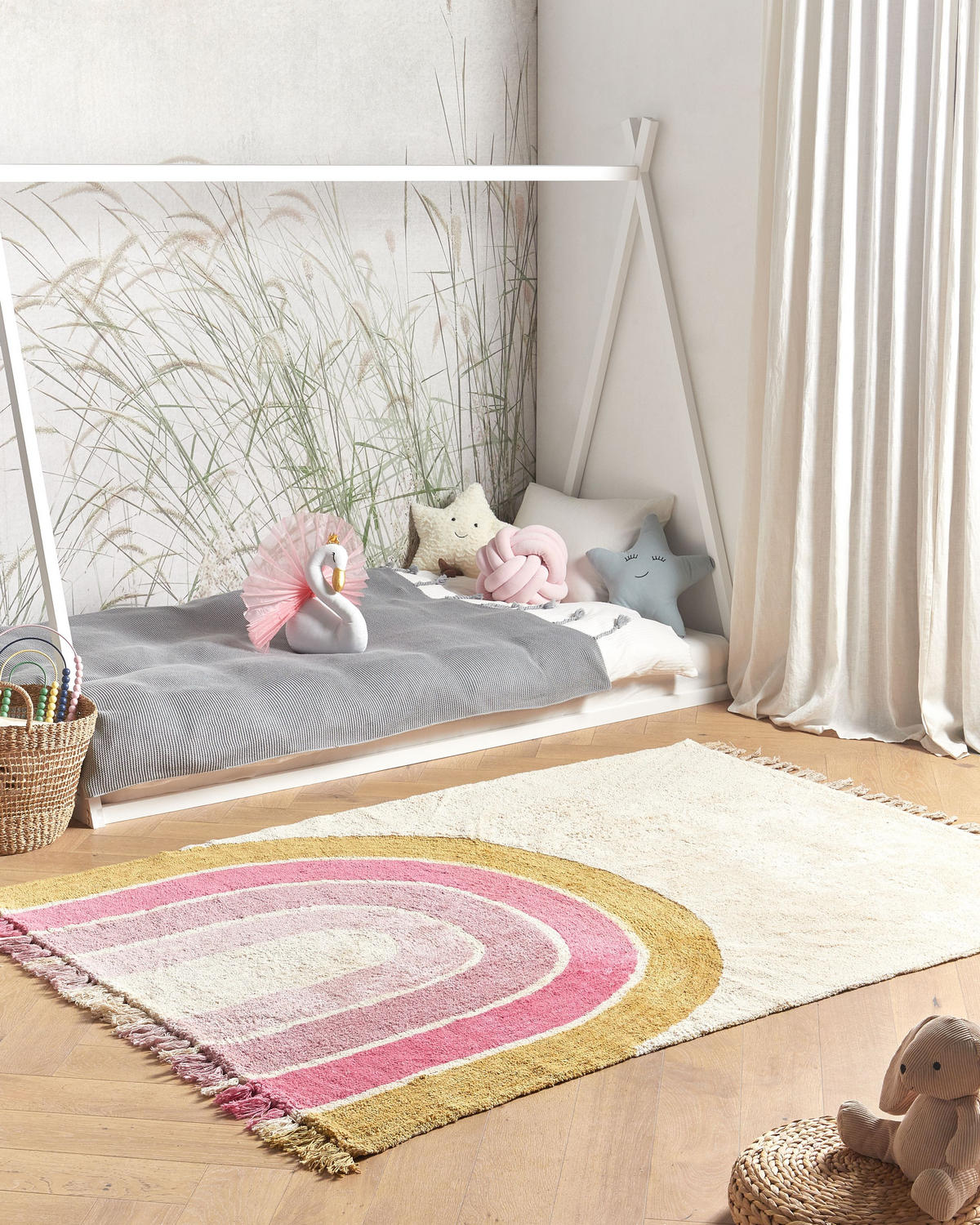DĚTSKÝ KOBEREC Růžový 140/200 cm Bavlna Tatarli - béžová, textil (140/200cm) - Beliani