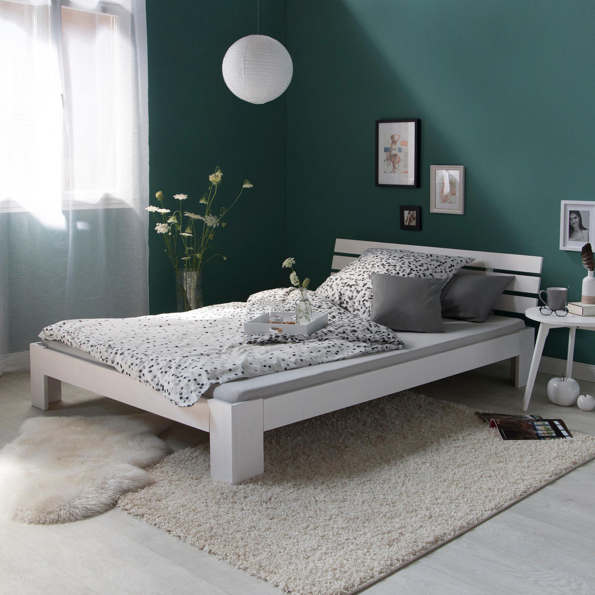 HOLZBETT mit Matratze 120/200 cm weiß - Weiß, Holz (120/200cm) - Homestyle4u