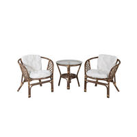 CAFÉ-SET, Wera, Tisch Walnuss-Dekor, Rattan, 55 x 55 x 55 cm, 3-teilig - Walnussfarben, Naturmaterialen - ebuy24
