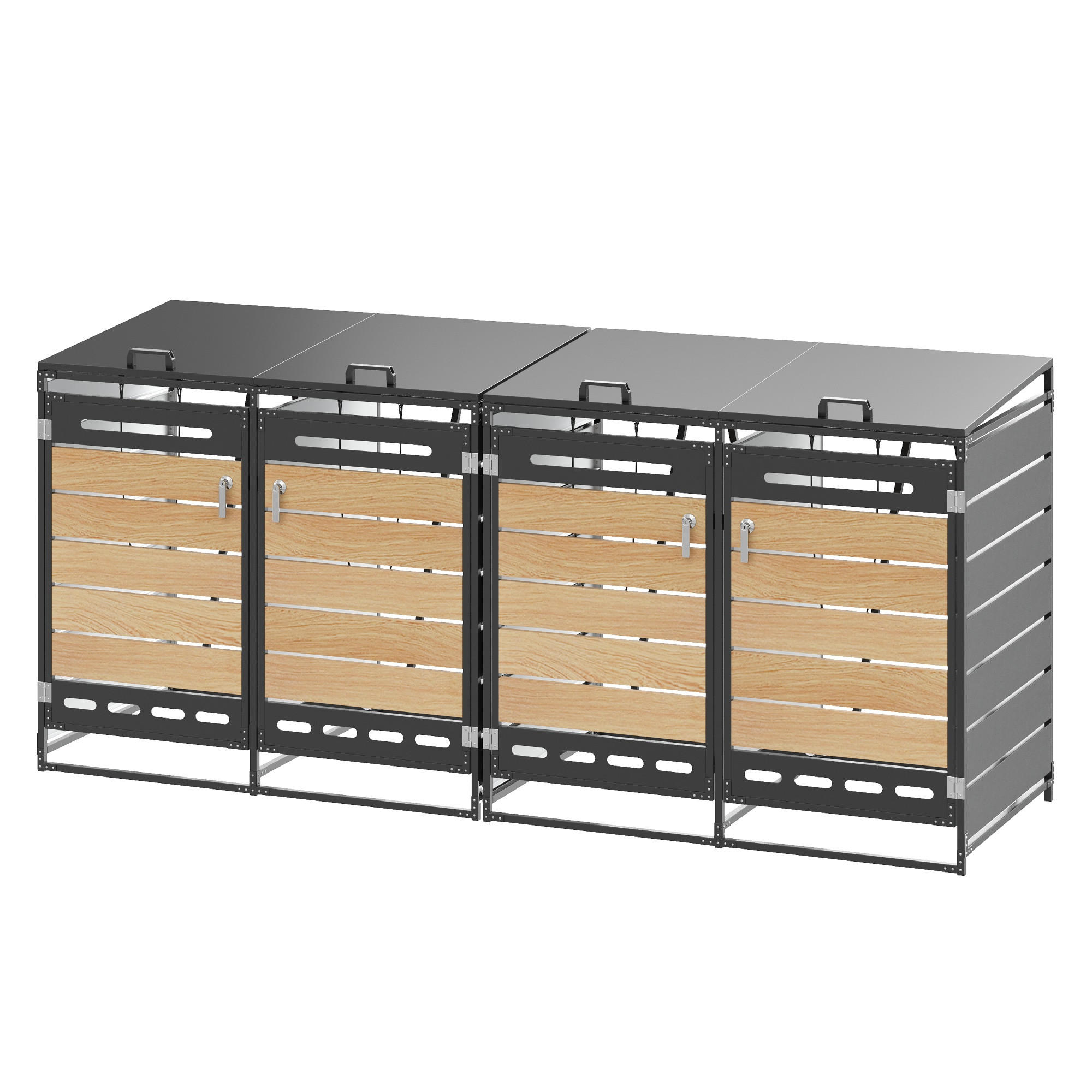 Flieks Mülltonnenbox Schwarz 262x116x79 cm