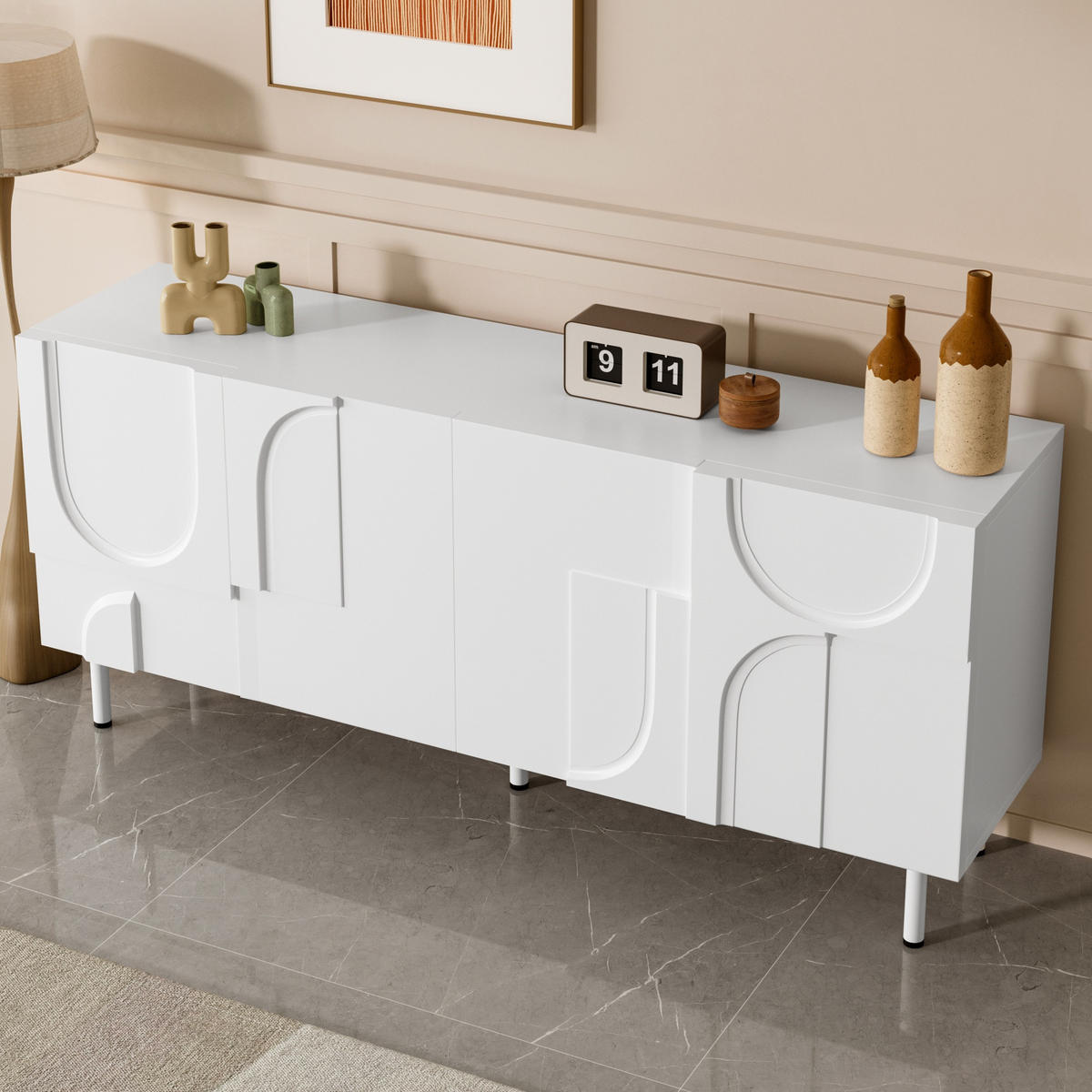 SIDEBOARD Design weiß Stauraum - Weiß, Holz (160/70/38.5cm) - Fortuna Lai