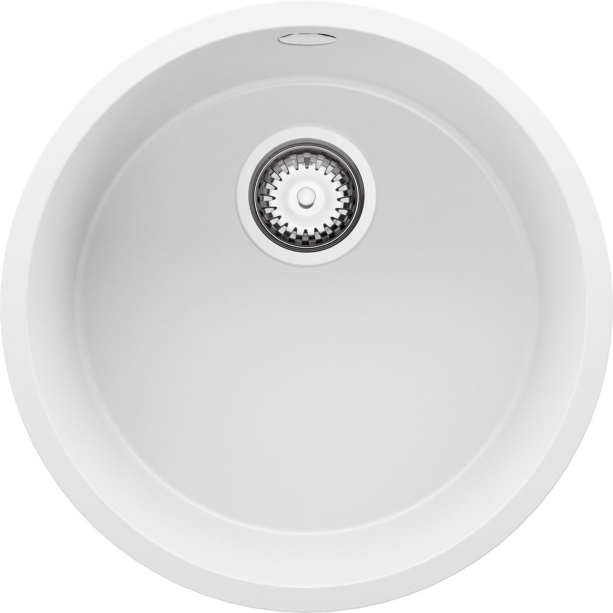 SPÜLBECKEN RUND Valletta Slim, 2-er set Weiß 46/46 cm 1 Becken + Ablauf-Set ab 50er Unterschrank - Chromfarben/Weiß, Kunststoff (46/20/46cm) - Primagran