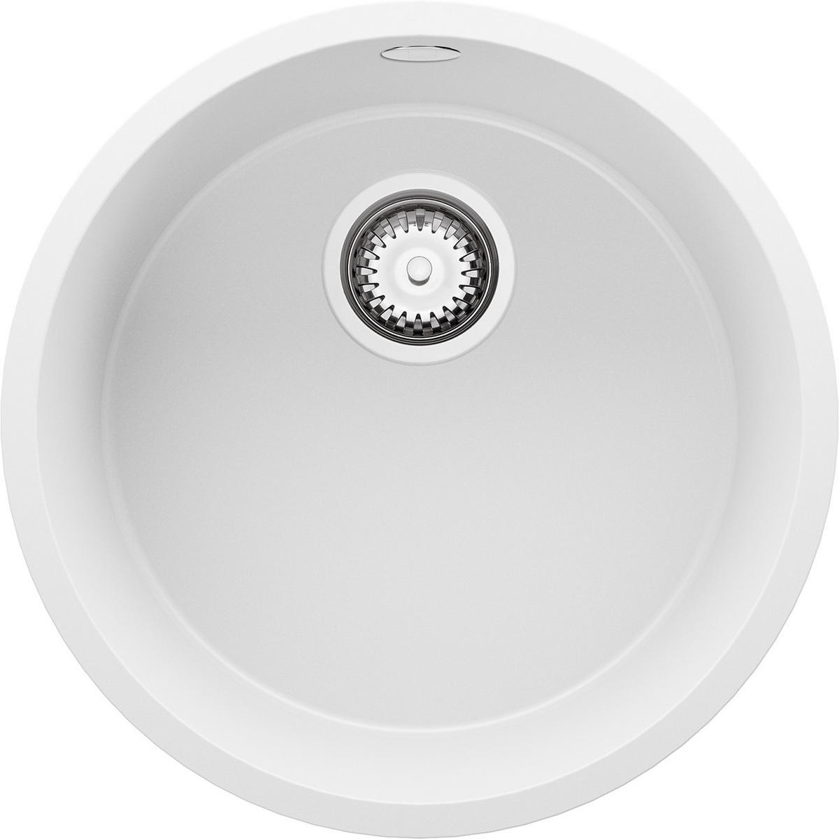 SPÜLBECKEN RUND Valletta Slim, 2-er set Weiß 46/46 cm 1 Becken + Ablauf-Set ab 50er Unterschrank - Chromfarben/Weiß, Kunststoff (46/20/46cm) - Primagran