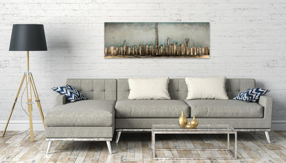 METALLBILD Weiß 150/50 cm - Weiß, Metall (6.4/50cm) - KUNSTLOFT