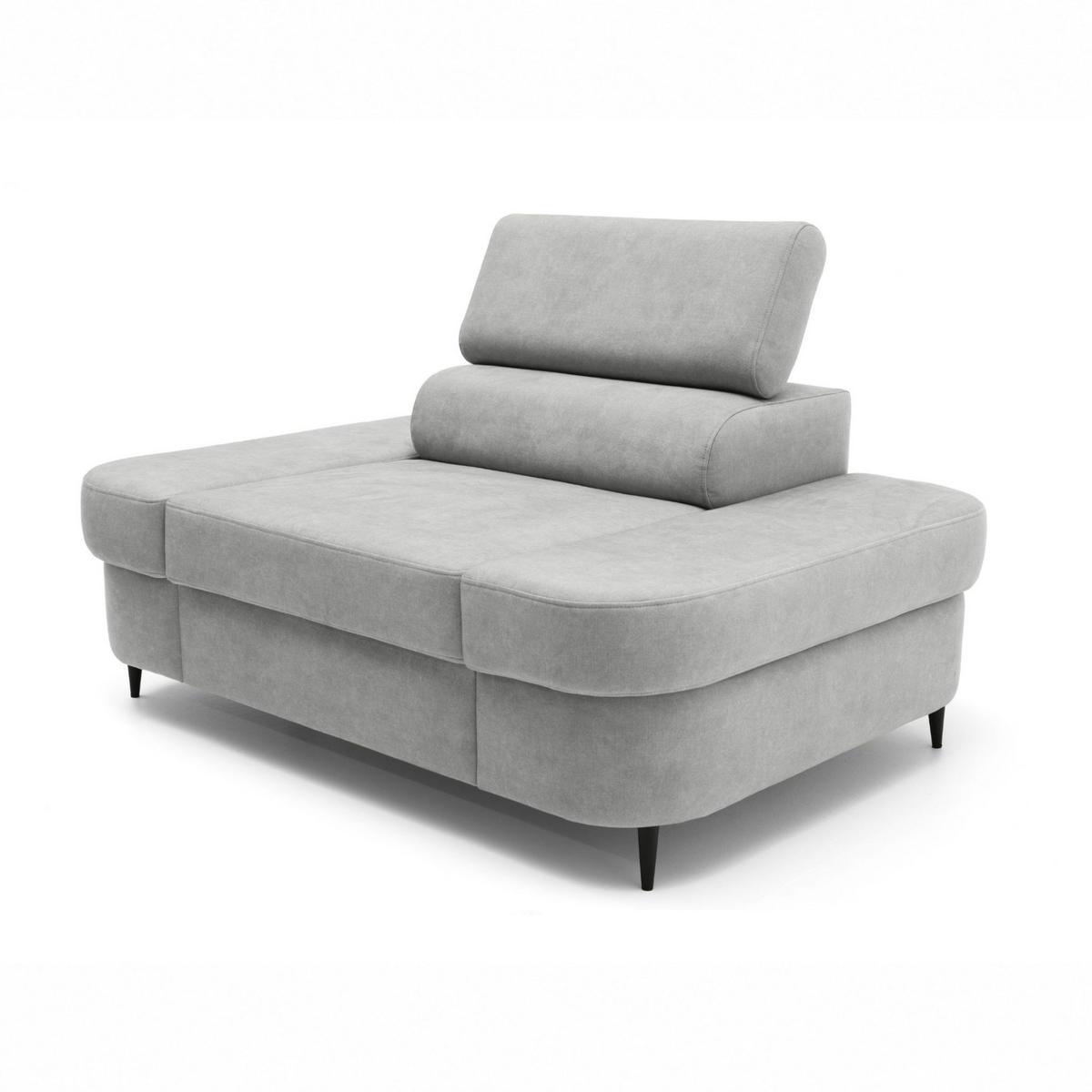 SESSEL PRIAM mit verstellbare Kopfstütze Velours Grau - Schwarz/Grau, Holz/Textil (145/97/105cm) - Muffo