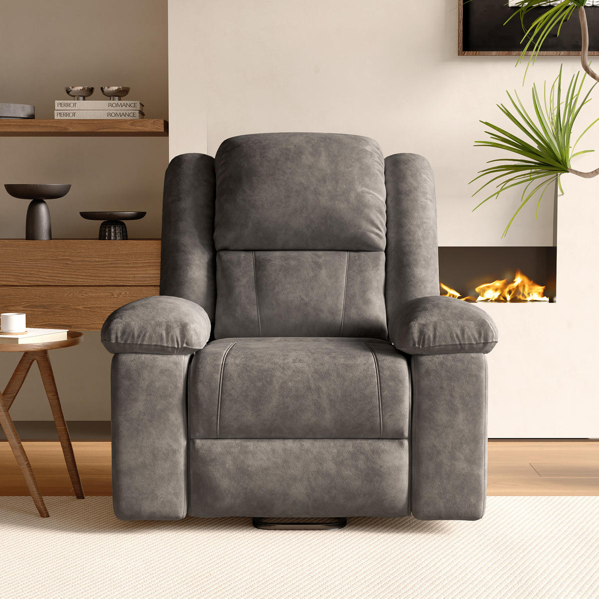 MASSAGESESSEL mit Relaxfunktion, 8 Massagepunkten & 2 Wärmepunkten, Stehhilfe, Fleece-Stoff in grau - Grau, Textil (93/106/102cm) - BRILVERDE
