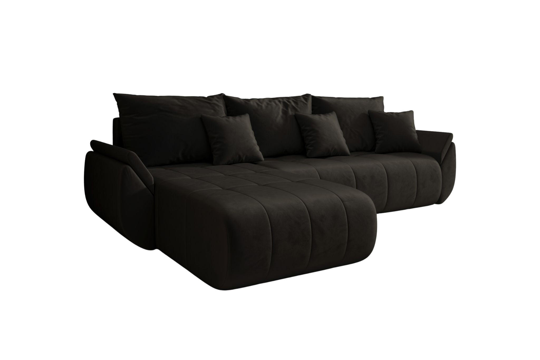 ECKSOFA Mit Schlaffunktion Und Bettkasten TOKYO, Stoff MONOLITH, Dunkelgrau, Links - Dunkelgrau, Holz (280/190cm) - Kaiser Möbel