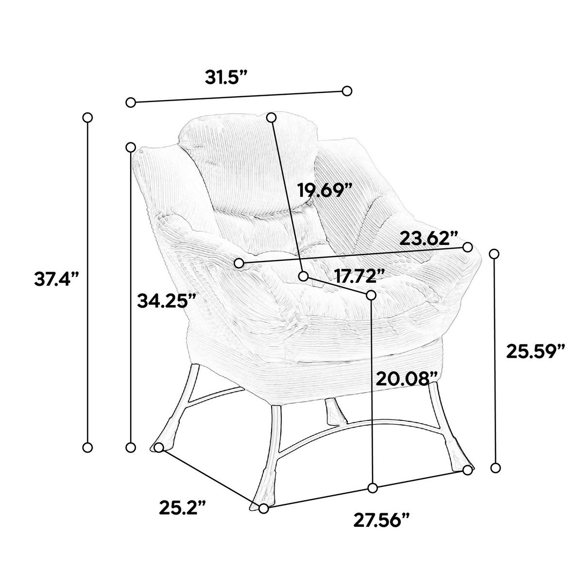 SESSELSET mit Hocker 69,9/64/95 cm in Grau mit Seitenfach und Stahlrahmen - Grau, Textil (69.9/95/64cm) - Flora Grace