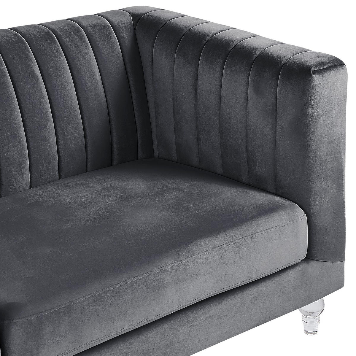 3-SITZER-SOFA Samtstoff Dunkelgrau Arvika - Dunkelgrau, Textil (204/75/78cm) - Beliani