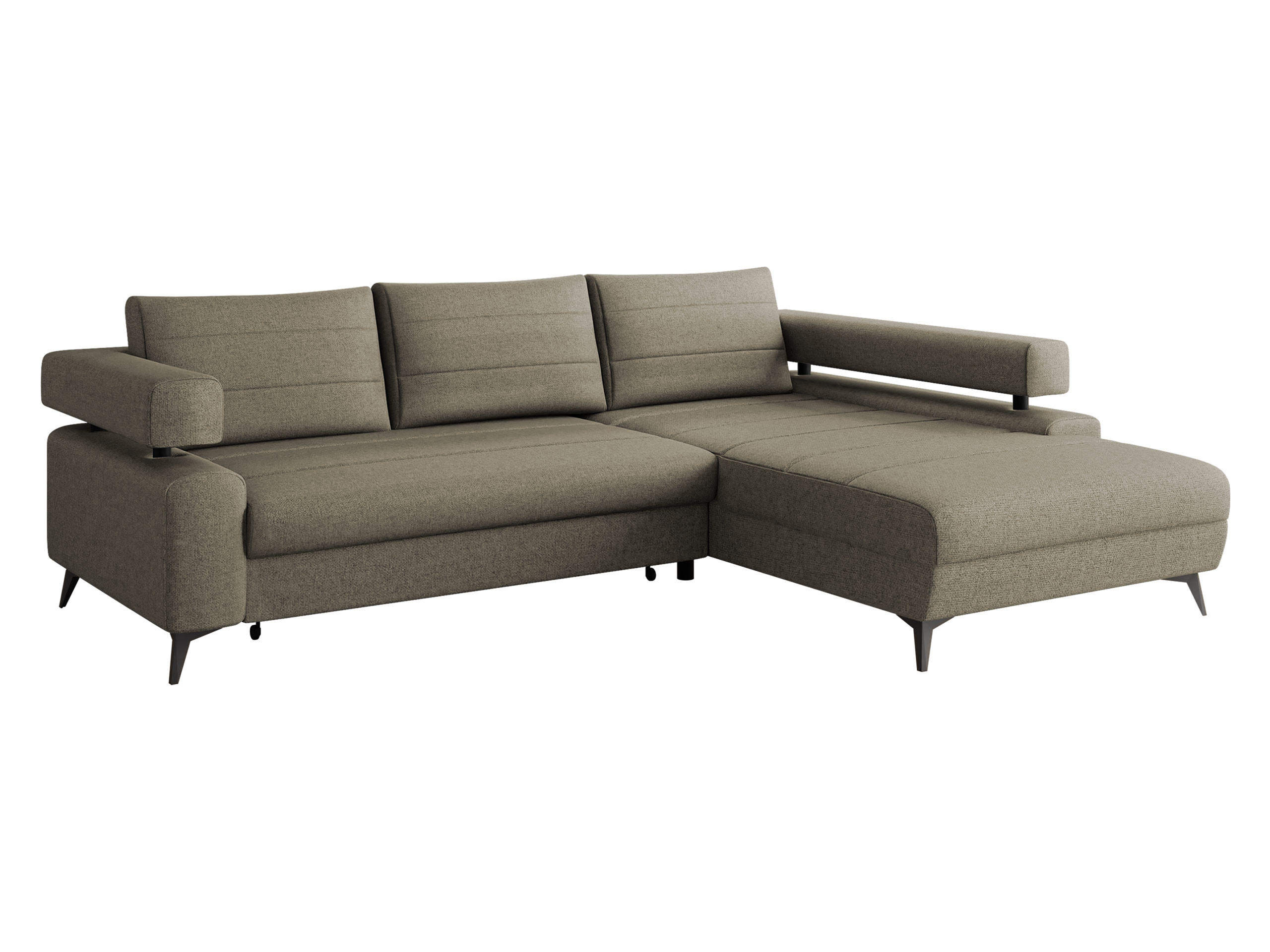 ECKSOFA Rosa, Seite: Rechts 2R-OT - Schwarz/Braun, Holz/Textil (265/184cm) - MIRJAN24