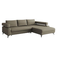 ECKSOFA Rosa, Seite: Rechts 2R-OT - Schwarz/Braun, Holz/Textil (265/184cm) - MIRJAN24
