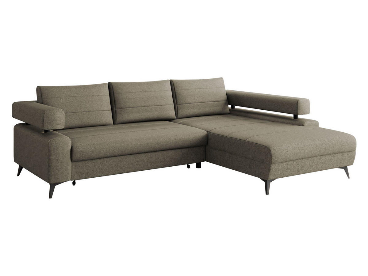 ECKSOFA Rosa, Seite: Rechts 2R-OT - Schwarz/Braun, Holz/Textil (265/184cm) - MIRJAN24