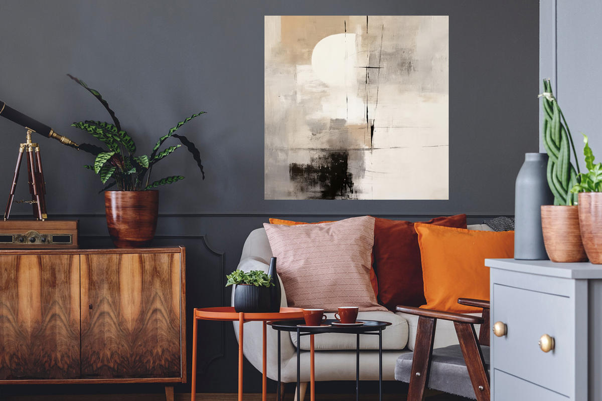 WANDTATTOO Abstrakt - Kunst - Grau 50x50 cm - Hellgrau, Kunststoff (50/50/0.1cm) - MuchoWow