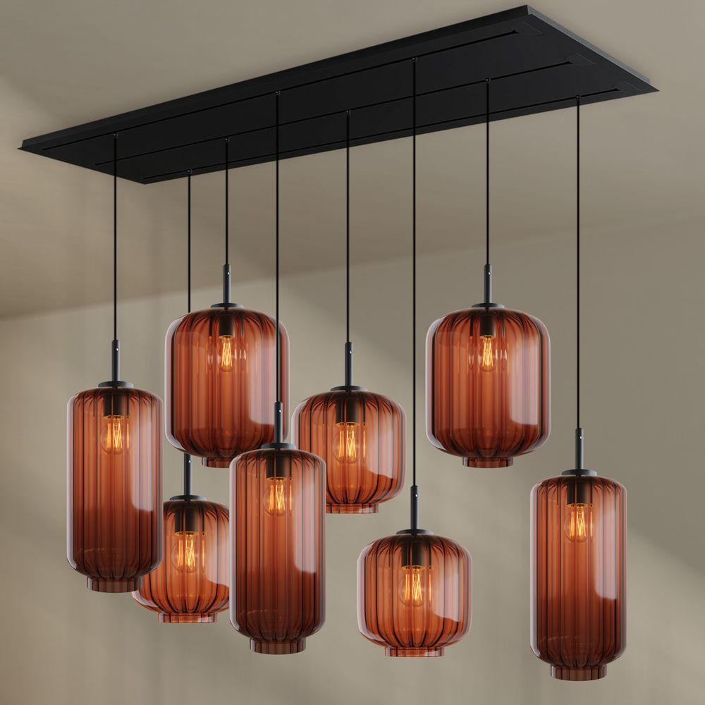HÄNGELEUCHTE Velo 8-flammig Rauch Ø 18/20/25cm - Anthrazit/Schwarz, Glas (25/25/27cm) - s.luce