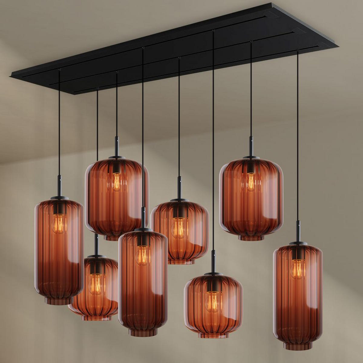 HÄNGELEUCHTE Velo 8-flammig Mehrfarbig Ø 18/20/25cm - Multicolor/Weiß, Glas (25/25/27cm) - s.luce